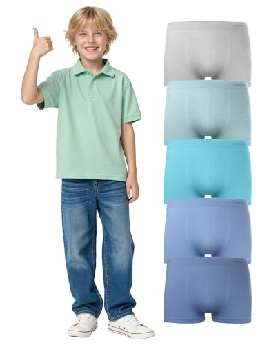 Channo Jungen Boxershorts Nahtlos Premium: Weiche Atmungsaktive Polyamid Unterhosen für Kinder Ideal für den Alltag 5er Pack