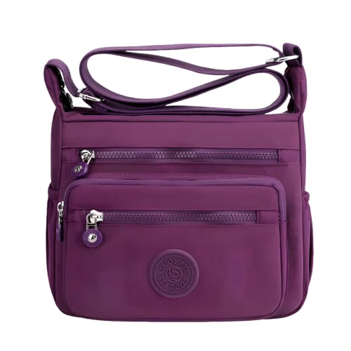 Image of TS WITH TECHSUN Women's Crossbody Sling Bag For Everyday Use, Nylon Shoulder Bag with Zipper Pockets, Adjustable Strap, Water Resistant Handbag for Travel, Shopping