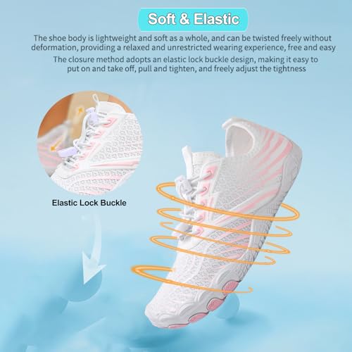 Image of Beach Water Shoes for Women Men Quick Dry Non-Slip Wide Toe Hike Barefoot Footwear for Beach Pool Aqua Swim Surf Walk