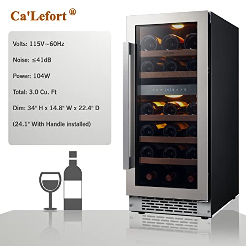 Ca'lefort Wine And Beverage Refrigerator, 15" Wine Cooler And 15" Beverage Fridge Side-By-Side For Chilled Beer Soda Or Wine, Built-In For Kitchen Office, Holds 28 Bottles And 100 Cans #TOP7