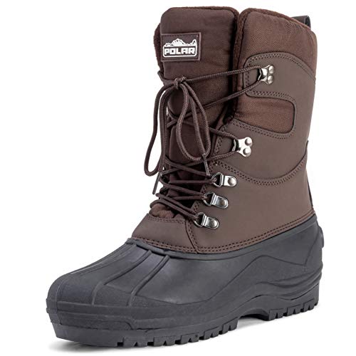 Polar Hombre Tall Malla De Nylon con Superposición Pato Impermeable Sole De Encaje hasta Invierno Nieve Botas - Marrón - UK7/EU41 - YC0446