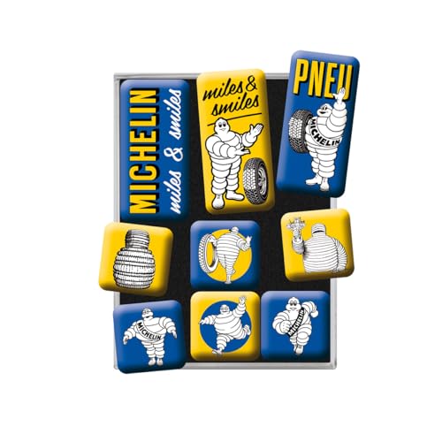 Nostalgic-Art Aimants pour frigo rétro, 9 pièces, Michelin – Logo Evolution – Idée de Cadeau...