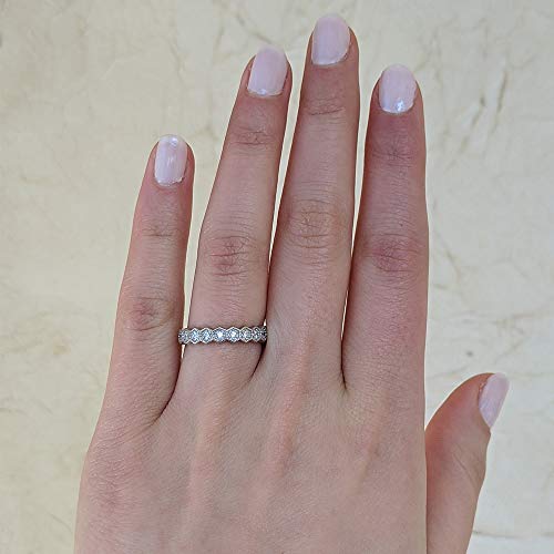 Twobirch 18K White Gold Microplated Art Deco Floral Design Duo Bridal Ring Set Engagement Ring And Wedding Band With Cubic Zirconia (Set (2 Rings), Size 7) #TOP3