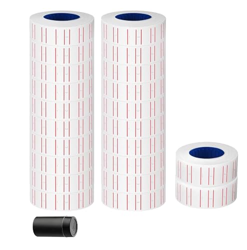 Lot de 20 rouleaux - 10 000 étiquettes de prix blanches pour étiqueteuse MX-5500, étiquettes adhésives avec 1 rouleaux d’encre de recharge pour magasin,...