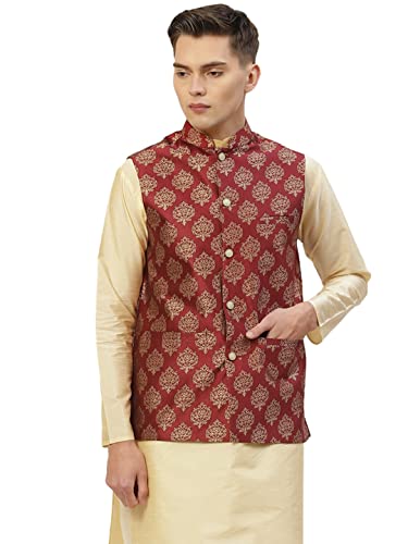 Image of Jompers Men's Woven Design Nehru Jacket.
