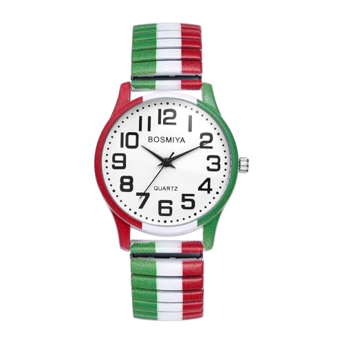 JewelryWe Montre Homme Femme Élastique: Montre Bracelet Extensible Analogique Quartz en Acier Inoxydable avec Cadran Grands Chiffres Arabes Facile à Lire et...