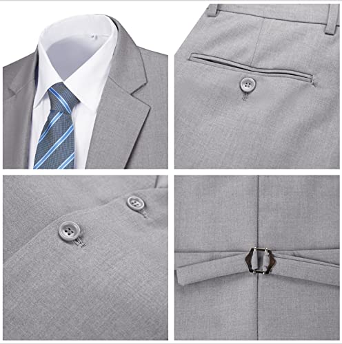 Aowdoy Men's Suits Slim Fit Suit Sets For Men Prom Wedding Suit 3 Pieces Business Blazer Vest Pants Set Grey Xl #TOP5