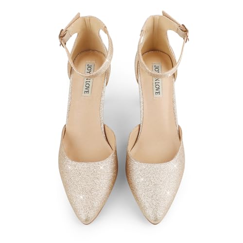JOY IN LOVE Closed Toe Heels Pumps for Women 3IN Stiletto Pointed Toe Ankle Strap Heels2
