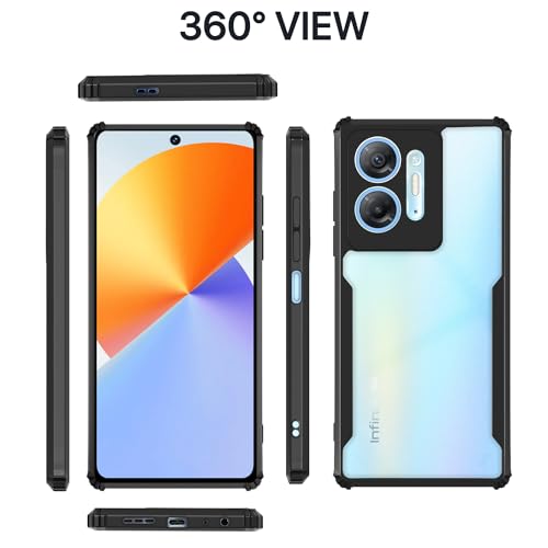 Image of Pikkme Infinix HOT 30 5G Back Cover | Crystal Clear Transparent Back | Ultra Hyrbid | Full Camera Protection | Raised Edge | Bumper Back Case (Black)