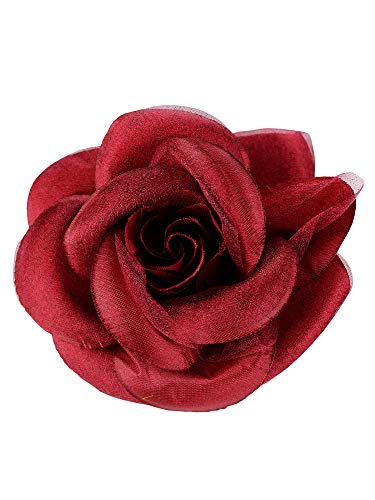 Image of Women's Multifunction Rose Flower Sheer Petal Brooch Pin Hair Tie Clip