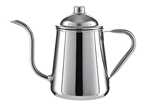 Pour Over Drip Kettle Stainless Steel With Precision Gooseneck spout for amazing water flow control. Ideal for pour over coffee and tea - 0.9L capacity
