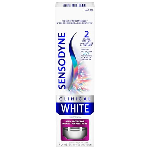 SENSODYNE Clinical White Dentifrice, protection contre la sensibilité, protecteur de taches, 75 ml
