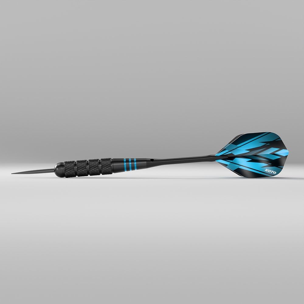 KOTO darts KOTO - Mosiężny zestaw multi wraz z 4 zestawami rzutek z mosiądzu powlekanego na czarno (23 g), 4 zestawy lotek (100 mikronów) + czarne aluminiowe trzonki walizka