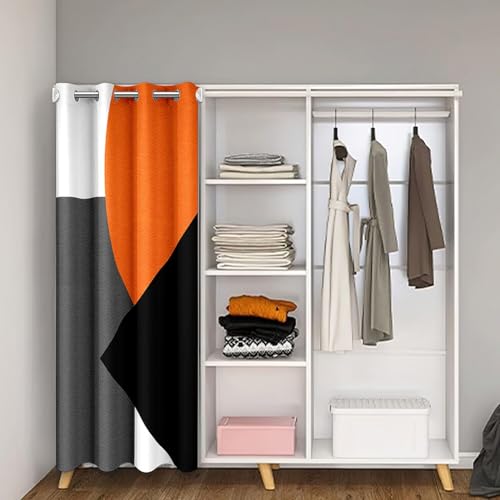 Orange Black Grey Door Curtain for Room Divider Curtain Cover 132x203cm Geometric Circle Triangle Pattern 30%-50% Room Darkening Blackout Curtain Abstract Art Window Treatments - Image 2
