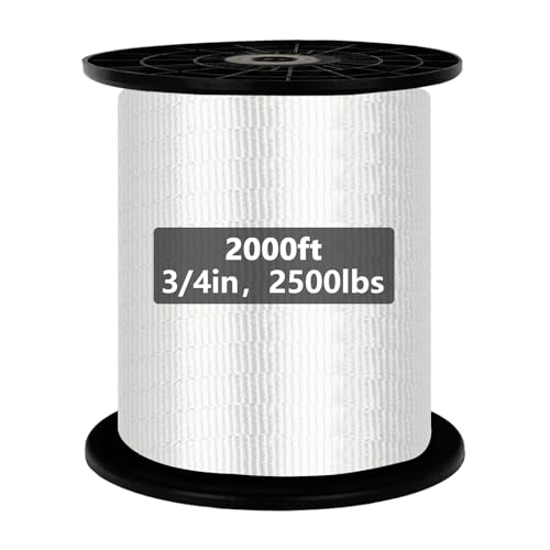 Image of 2500Lbs Mule Tape 2000ft X 3 /4'' Polyester Mule Webbing for Wire & Cable Conduit Work Variable Functions Heavy Duty Pull Tape Flat Rope for Pulling /Loading /Packing Under Any Weather Condition Muletape