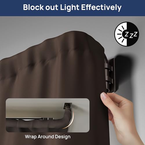 Image of ENJOYBASICS 48-84 inch Wrap Around Curtain Rod, Quick Curtain Change, Bronze