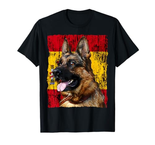 Bandera patriótica de pastor alemán de España, bandera envejecida para perro Camiseta