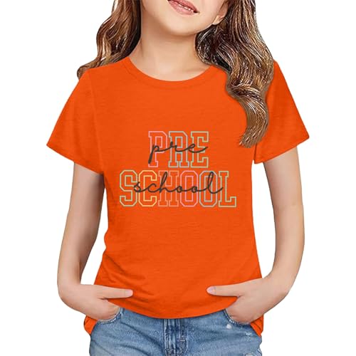 Toddler Kids Back to School Shirt Youth Boys Girls First Day of Preschool Tshirts Children Cute (a-Orange, 10-11Years)