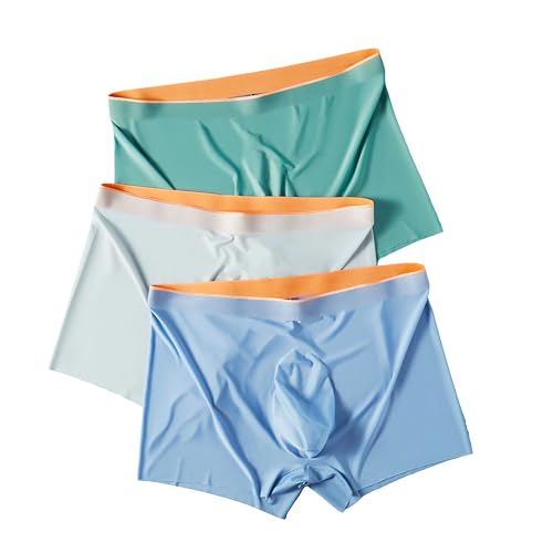 Men's Ultra Soft Seamless Underwear Trunks Ice Silk Comfort Boxer Briefs
