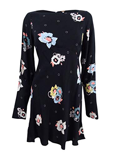 Robe mini fleurie Free People noire taille 6 avec manches fendues pour femme
