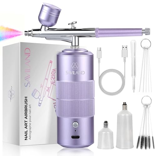 SAVILAND Advanced Nail Art Airbrush Set: Nail Art Kreativität und Perfekte Ergebnisse wie im Salon Airbrush für Nägel Sofortige Farbe Drei Modus Nagel Airbrush Maschine für Ombre French Paint Nail Art