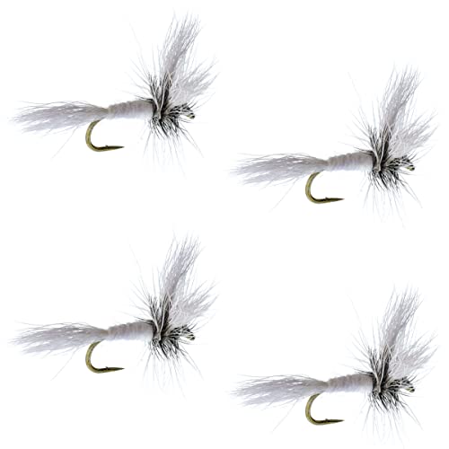 The Fly Fishing Place White Wulff Classic Trout Dry Fly Fishing Flies - Set of 4 Flies Size 14