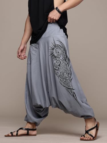 Image of The Veshti Company Printed Harem Pants for Men's Cotton Hippie Style Baggy Boho Yoga Pajama Pant with Pocket