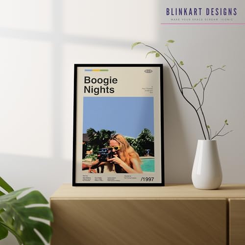 Image of BLINKART Boogie Night Movie Poster Frame 8x12 Inch | Premium 300 GSM Paper Wall Print | Mid Century Vintage Film Artwork for Home, Bedroom, Living Room, Office | Framed Photo Decor