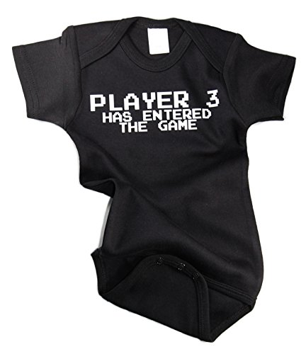 Player 3 Has Entered The Game Awesome Funny Baby Bodysuit One Piece Creeper Black w/White (0-3 Months)