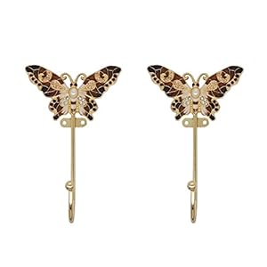 Vintage Butterfly Decorative Wall Hooks Rack Hangers for Hanging Clothes Coats Towels Keys Hats 2 Pack Antique Metal Mounted Wall Hook