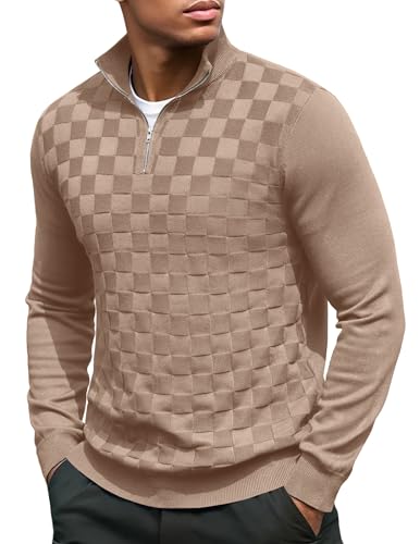 COOFANDY Mens Quarter Zip Pullover Half Zip Up Sweater Classic