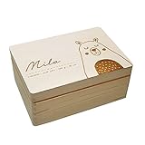 Personalisierte Erinnerungsbox Box Aufbewahrungsbox Erinnerungskiste mit Namen Holzkiste für Kinder Geschenkbox Geschenkidee für Jungs Mädchen Bär Bärchen Weihnachten Geburtstagsgeschenk hellomini