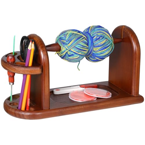 Image of Wooden Yarn Holder, Yarn Ball Spinner for Crocheting, Crochet Yarn Dispenser with Slots, Embroidery Yarn Rack Stand for Knitting, Present for Knitting Lovers