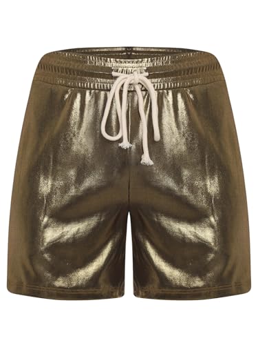 iiniim Mens Drawstring Shorts Boxer Metallic Shiny Swim Trunks Beachwear Gym Workout Biking Shorts
