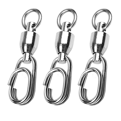Atibin High Strength Fishing Swivel Steel Stainless Connector Swivel Snaps Freshwater Ball Bearing Fishing Snap Saltwater 25pcs 30lbs