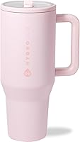 HydroJug Traveler 40oz Insulated Water Bottle with Flip Straw Handle | Leakproof Stainless Steel Tumbler Fits Cup Holder - Pink Sand