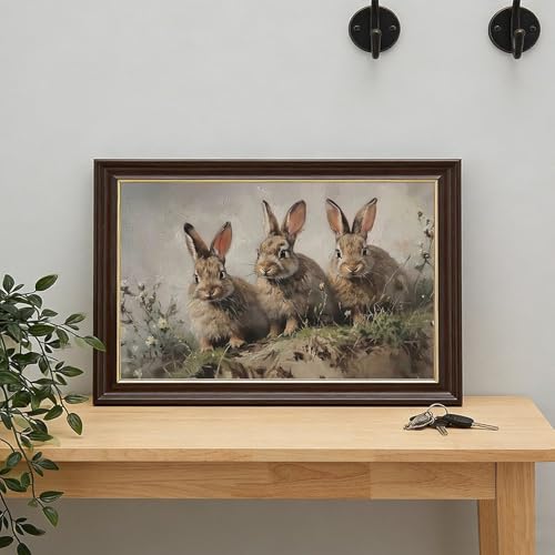 Impression sur toile lapin de Pâques rétro déco 20x30 cm - 7