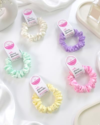 Image of Luxury Satin Scrunchies Set for Women, Girls | Anti-Hair-Breakage Hair Ties for Ponytails & Buns | Small Size | Pack of 5