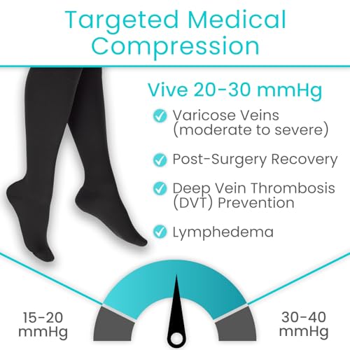 Image of Vive Compression Dress Socks for Men & Women Graduated Compression Knee High Stockings - For Swelling, Varicose Veins, Enhanced Circulation, Airplane Travel, Athletic, All-Day Wear