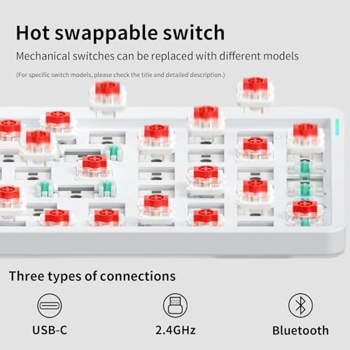 Image of nuphy Air96 V2 Wireless Mechanical Keyboard,100 Keys RGB Backlit Keyboard,Supports Bluetooth 5.1,2.4G and Wired Connection,for PC /Laptop /Windows /Mac -White Gateron Red Switch