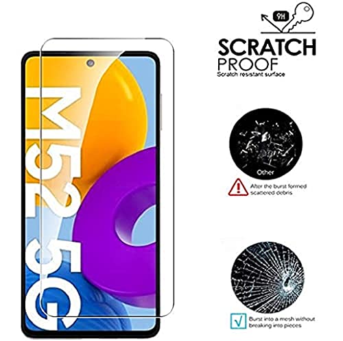 Image of ZARALA Tempered Glass Screen Protector Compatible for (Black) with Edge to Edge Coverage and Easy Installation kit (Samsung Galaxy M52)