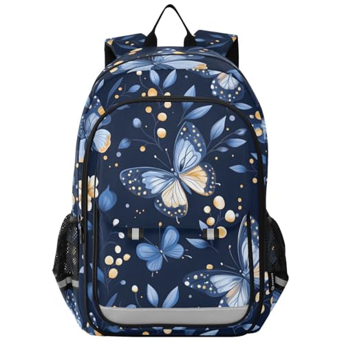 Cartable bleu papillon pour enfants et sac à dos ordinateur de voyage