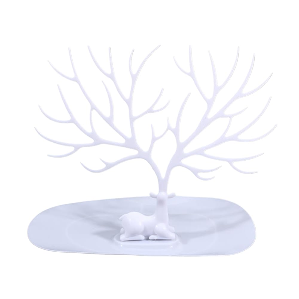 Flybloom Creative Antlers Jewelry Display Stand Tree Tower Rack Hanging Organizer for Ring Earrings Necklace Bracelet(White)