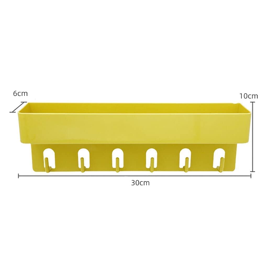 DRIZA Self Adhesive Plastic Kitchen Bathroom Self with 6 Hook | Multipurpose Wall Holder Bathroom Storage Rack (Multi Color- Standard Size) 4