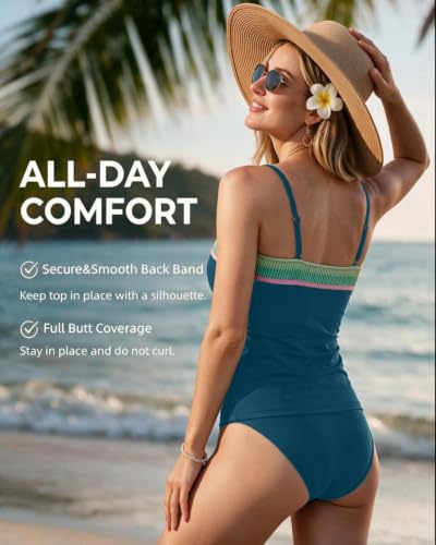 Image of Daci Women Strapless Tankini Tummy Control 2 Piece Bandeau Swimsuit