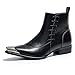 POTENCE STAR Men’s Black Western Pointed Toe Ankle Boots with Metal Toe Cap Side Zipper Comfortable Non Slip Dress Boots for Back to School and Banquet