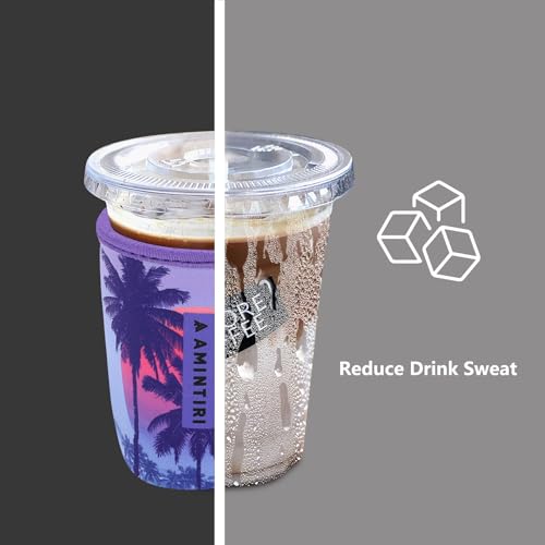 Image of 3 Pack Reusable Sleeve for Iced Coffee Cup, Coffee Neoprene Sleeve for Iced&Hot Drinks, Coffee Sleeve Compatible with Starbucks, Dunkin Coffee Cup. (Sunset Beach)
