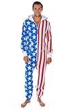 Tipsy Elves American Flag Jumpsuits for Adults - Comfy Unisex Patriotic Onesies with Convenient Pockets and Full Zip - Red, White, And Blue Patriotic USA Jumpsuit Size Small