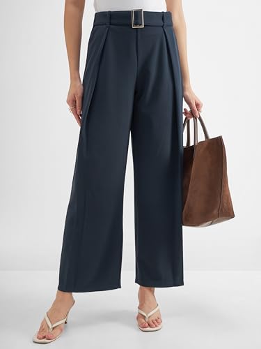 Image of Tokyo Talkies Wide Leg Relaxed fit Korean Pants |Ultra Soft|High Rise Pleated Trousers |Workwear|Formal All Day wear
