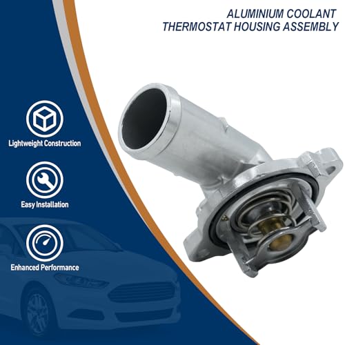 Torquizo Aluminium Coolant Thermostat Housing Assembly for Chrysler 300, Dodge Challenger, Charger 3.6L 2011-2022 (Replaces #5184977AD, 5184977AE, 5184977AG, 824-203)